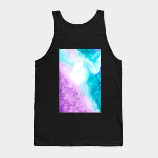 Watercolor galaxy in turquoise and purple Tank Top